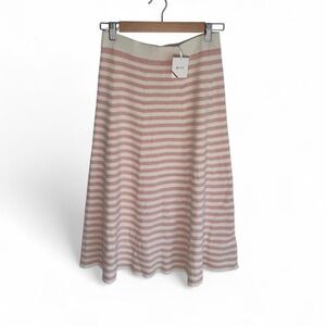 NWT Kule Pink & White Striped Knit Skirt Size M